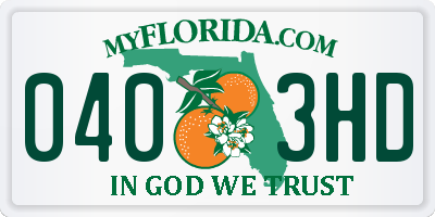 FL license plate 0403HD