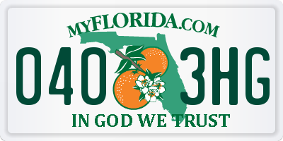 FL license plate 0403HG