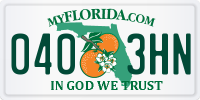 FL license plate 0403HN