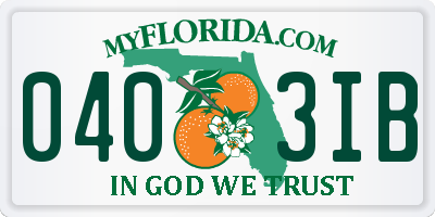 FL license plate 0403IB