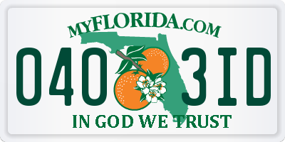 FL license plate 0403ID