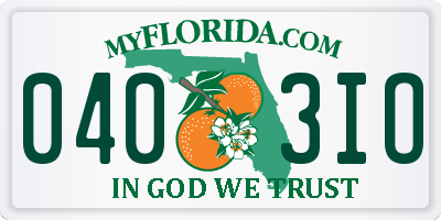 FL license plate 0403IO