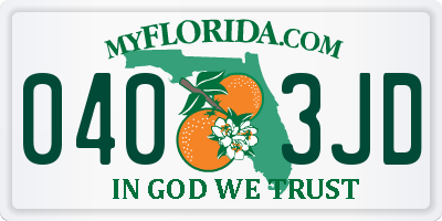 FL license plate 0403JD