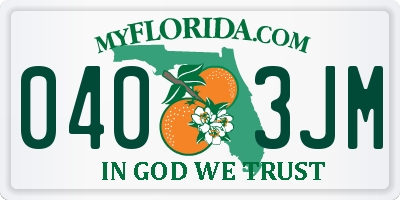 FL license plate 0403JM