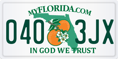 FL license plate 0403JX