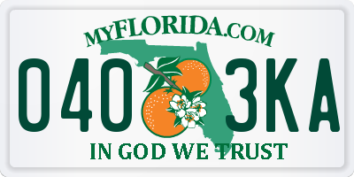 FL license plate 0403KA