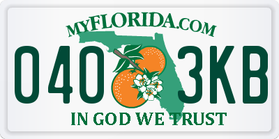 FL license plate 0403KB