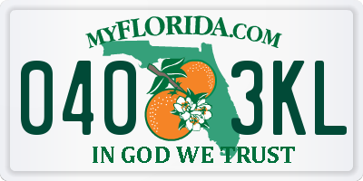 FL license plate 0403KL