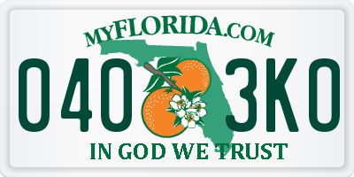 FL license plate 0403KO