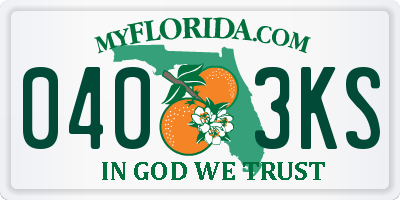FL license plate 0403KS