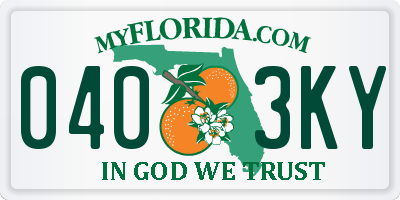 FL license plate 0403KY