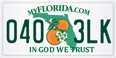 FL license plate 0403LK