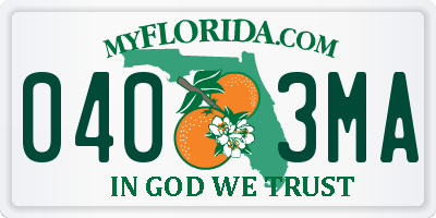 FL license plate 0403MA