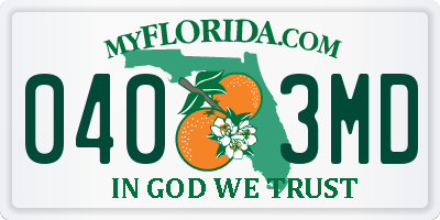 FL license plate 0403MD