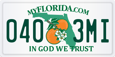 FL license plate 0403MI