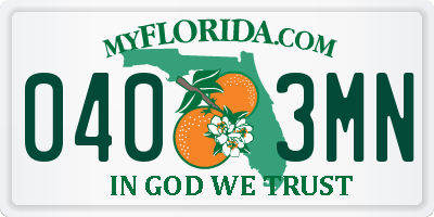FL license plate 0403MN