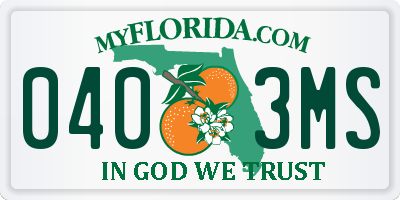 FL license plate 0403MS