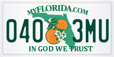 FL license plate 0403MU