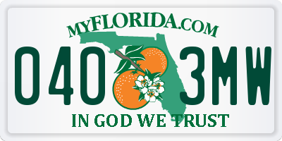 FL license plate 0403MW