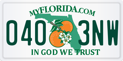 FL license plate 0403NW
