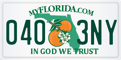 FL license plate 0403NY