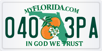 FL license plate 0403PA