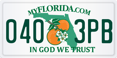 FL license plate 0403PB