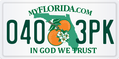 FL license plate 0403PK