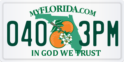 FL license plate 0403PM