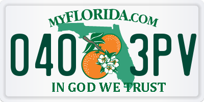 FL license plate 0403PV