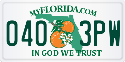 FL license plate 0403PW
