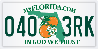 FL license plate 0403RK