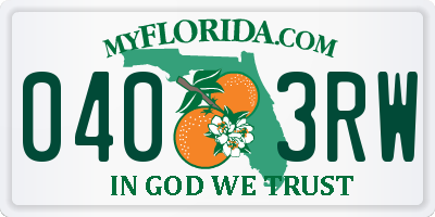 FL license plate 0403RW