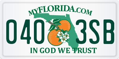 FL license plate 0403SB