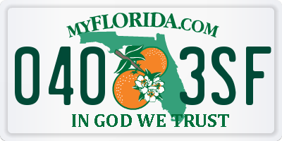 FL license plate 0403SF