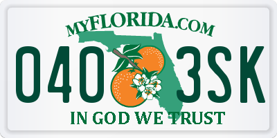 FL license plate 0403SK