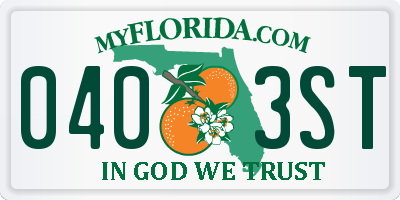 FL license plate 0403ST