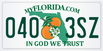 FL license plate 0403SZ