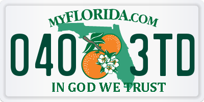 FL license plate 0403TD