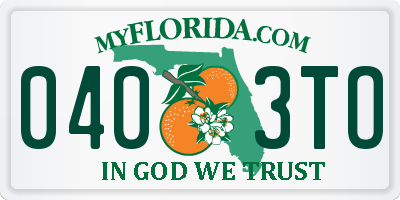 FL license plate 0403TO