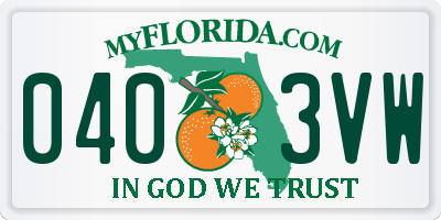 FL license plate 0403VW