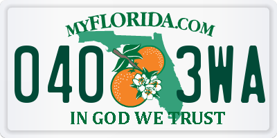 FL license plate 0403WA