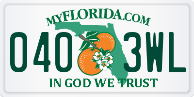 FL license plate 0403WL