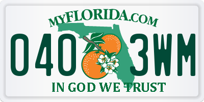 FL license plate 0403WM