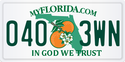 FL license plate 0403WN