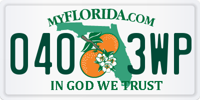 FL license plate 0403WP