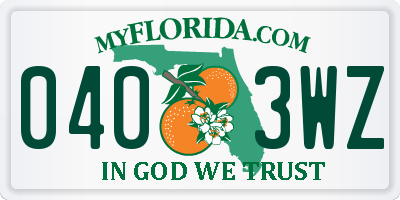 FL license plate 0403WZ
