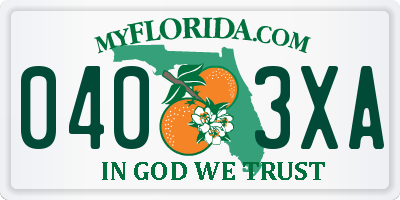FL license plate 0403XA