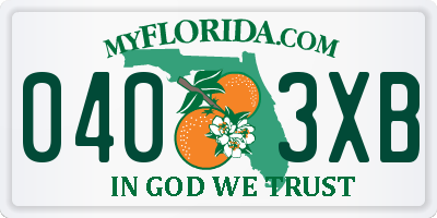 FL license plate 0403XB