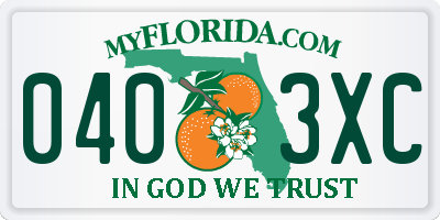 FL license plate 0403XC